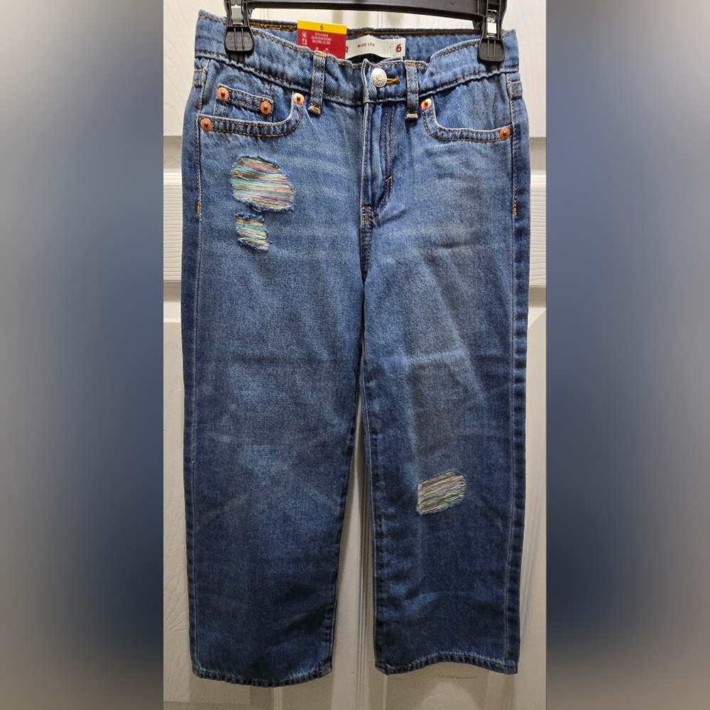 Levi's Girls Blue Distressed Jeans, Size 6